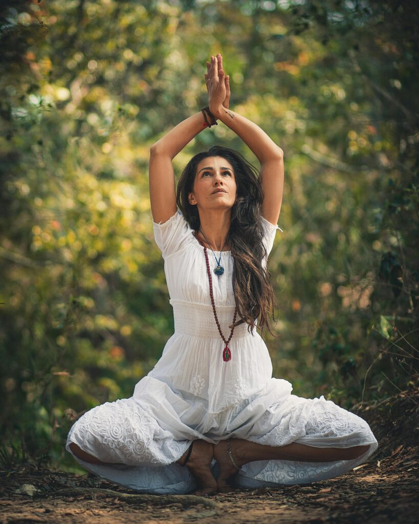 A girl in 20s doing yoga in sri lanka