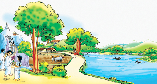 Picture of a Village from Sri Lankan Textbook