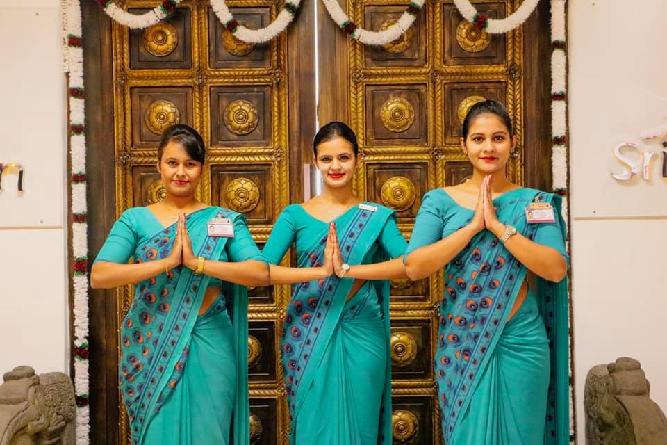 Sri Lankan Airline Crew Members Saying AYUBOWAN on a Deepawali Festival