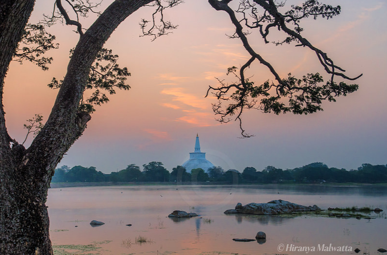 The Great Ruwanwelisaya Dagoma as seen over the Tissa Wewa by Hiranya Malwatta