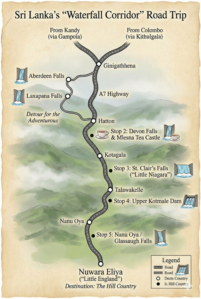 Download The Map of Waterfall Corridor Road Trip in Sri Lanka