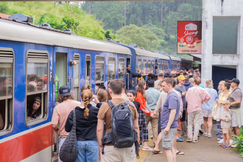 Lot of tourists were gathered for the train