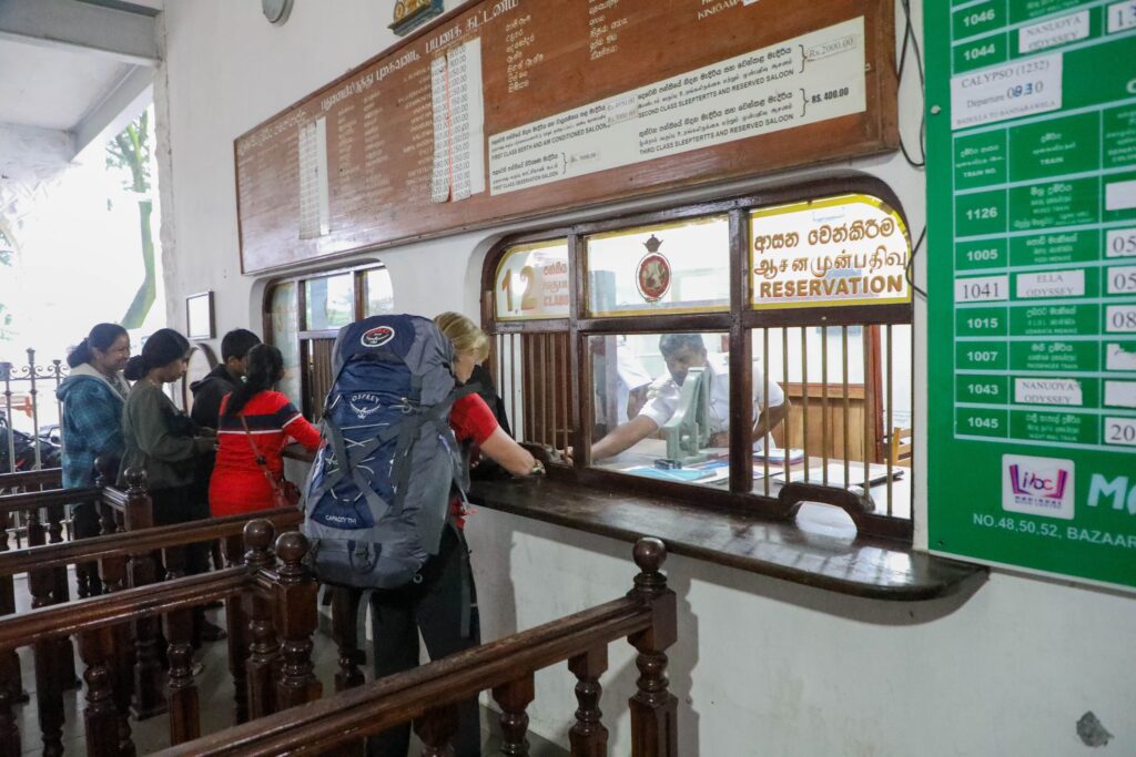 Tourists are busy taking tickets