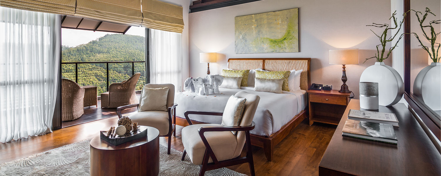 Bedrooms in the skies of the hills at Anasa Wellness